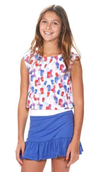 Street Tennis Club Girls Tennnis & Golf Tank and Skirt and Built in Shorts with Brush Stroke Pattern -Size L/10