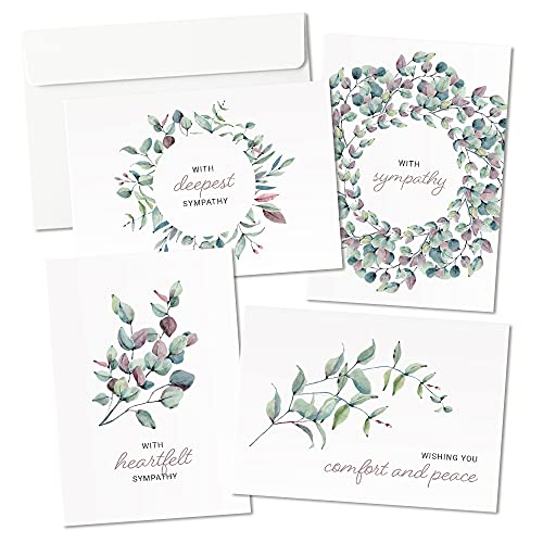 Sympathy Cards with Envelopes – 24 Pre-Scored and Double-Sided Watercolor Condolence Cards – Perfect Mix of Expression and Sympathy to Send to Friends and Family (Watercolor)