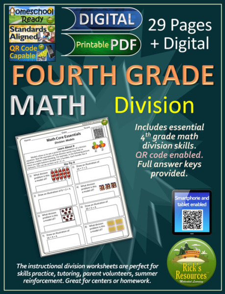 4th Grade Math Division Worksheets Print and Digital Versions