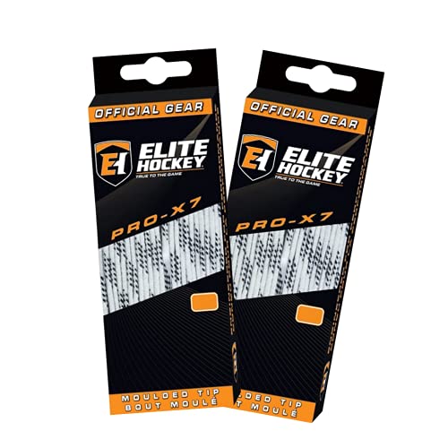 Elite Hockey PRO-X7 Skate Laces (2 Pack) (White, 120″)