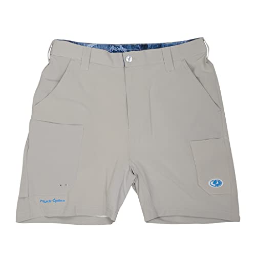 Mossy Oak Men’s Standard Fishing Shorts Quick Dry Flex, Cool Gray, 2X-Large