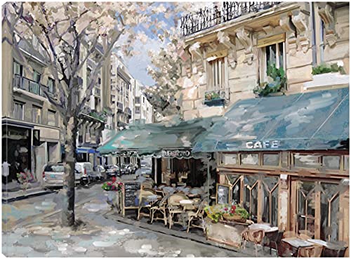 Fine Art Canvas Bistro de Paris I000 Canvas Print by Artist Studio Arts for Living Room, Bedroom, Bathroom, Kitchen, Office, Bar, Dining & Guest Room – Ready to Hang – 32InW x 24InH, 32 in x 24 in (W x H)