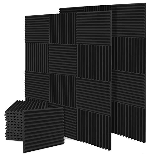 Wingogh 24 Pack Acoustic Panels Acoustic Foam – Sound proof Foam Panels, Acoustic Foam Panels Studio Foam Wedges, Sound Absorbing Wall Panels, Soundproof Foam Panels 1 X 12 X 12