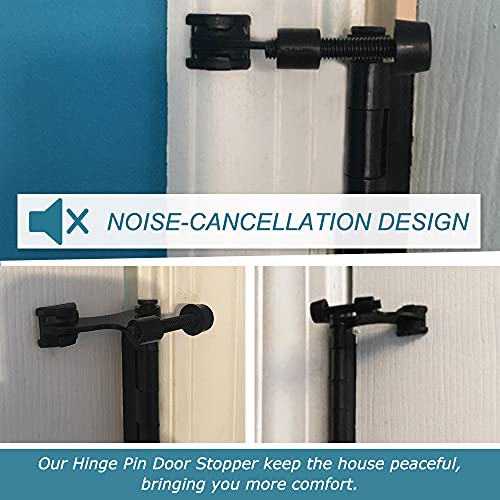 8 Pack Hinge Pin Black Door Stopper, Adjustable Heavy Duty Hinge Pin Door Stop with Black Rubber Bumper Tips | The Storepaperoomates Retail Market - Fast Affordable Shopping