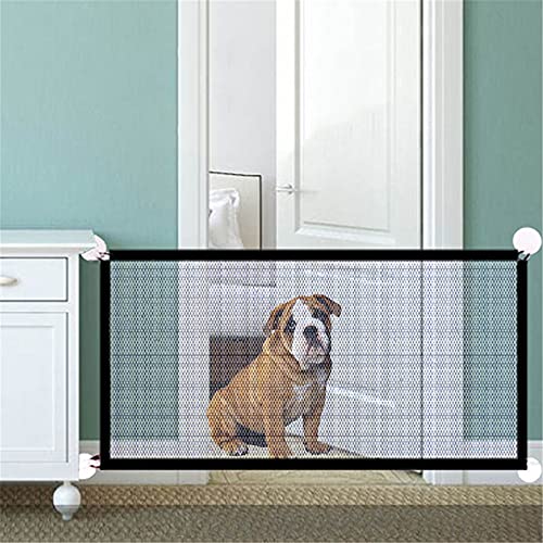 Timetries01 Magic Pet Gate for The House Providing a Safe Enclosure to Play and Rest, Dog Gate Isolated Gauze Indoor and Outdoor Safety Gate (L), Black