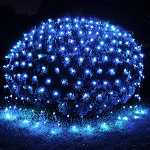 OYCBUZO 300LED Blue Net Lights,14.8ftx5ft 8 Modes Connectable Christmas Mesh Lights, Indoor and Outdoor Fairy String Lights Plug in for Halloween Thanksgiving Bushes Tree Party Garden – Blue