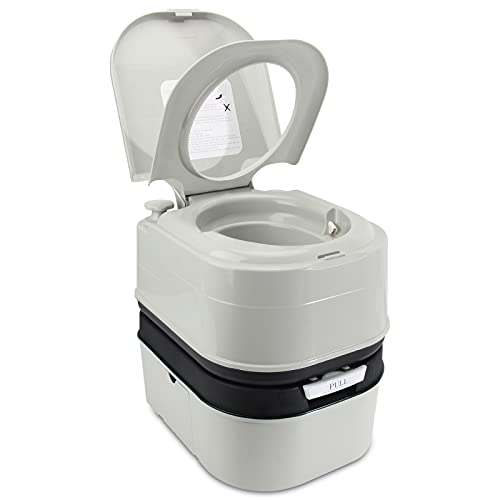 OPL5 Portable Toilet RV Potty, 6.4 Gallon 24L Piston Pump Flush with Level indicator Detachable Anti-Leak Handle Water Pump,Rotating Spout Indoor & Outdoor Hiking Toilet for Camping, Fishing Travel