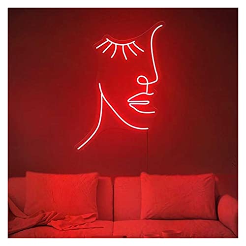 Ideal Custom Shop Custom Girl Face Lashes Neon Sign Logo Indoor Bedroom Decoration Led Visual Bar Wall Light Up Sign Neon Room Decor (Color : Red, Size : Height 40cm)