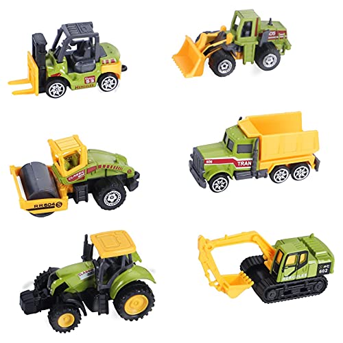 Mini Construction Trucks Toys, Small Construction Toys 6Pcs Diecast Construction Vehicles Tractor Toys Sand Cargo Vehicle Playset Forklift Roller Dump Truck Tractor Excavator Bulldozer