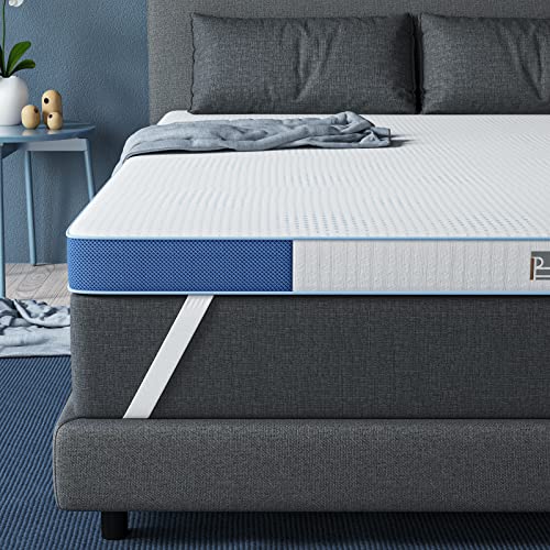 BedStory 3 Inch Memory Foam Mattress Topper Firm Queen, Breathable Gel-Infused Washable Mattress Pad Topper with Ventilated Design, Double-Sides Usable Enhanced Cooling Pad