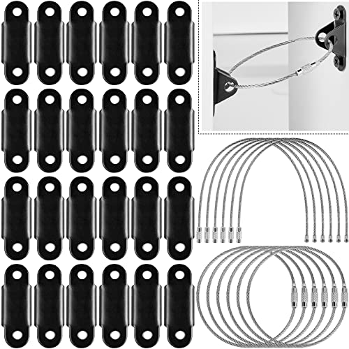 12 Pieces Furniture Anchors,Furniture Wall Straps for Baby Proofing,Earthquake Resistant Metal Straps Anti Tip Children Safety Device,Furniture Secure Straps for Dresser Cabinet Bookshelf (Black)