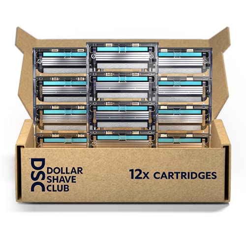 Dollar Shave Club | 4-Blade Club Razor Refill Cartridges, 12 Count | Precision Cut Stainless Steel Blades, Great For Longer Hair and Hard to Shave Spots, Optimally Spaced For Easy Rinsing, Silver/Teal