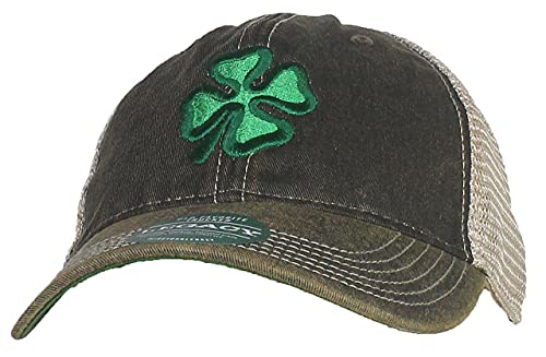 Tropic Hats Adult Embroidered Shamrock/Clover Legacy Snapback Trucker Ballcap – Black