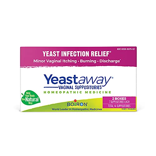 Boiron Yeastaway Suppositories for Relief from Yeast Infection Symptoms of Itching, Burning, and Discharge – 14 Count (2 Pack of 7)