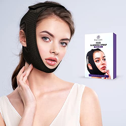 Face Slimming Strap Reusable Double Chin Reducer Adjustable Antiaging Face Lift Extra Grip Anti-wrinkle Face Slimmer V Line Face Lifting Mask Chin Strap – Black