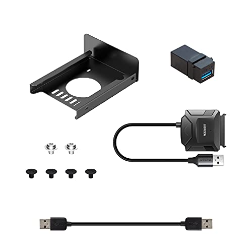 UCTRONICS SATA to USB 3.0 Adapter Cable, SSD Mounting Plate for 2.5″ SSD, Compatible with Raspberry Pi 1U Rackmount, USB Cable and USB Keystone Jack