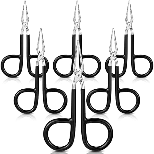 6 Pieces Tweezers Scissor Handle Straight Tip Scissor Shaped Eyebrows Tweezers for Hair Plucker Remover Facial Hair Eyebrows Care (Black) | The Storepaperoomates Retail Market - Fast Affordable Shopping