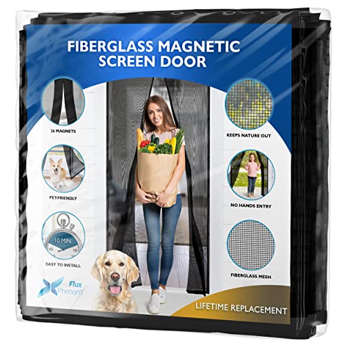 Flux Phenom [Upgraded] Fiberglass Magnetic Screen Door – Sturdy Mesh Net for Patio, Sliding Doorways