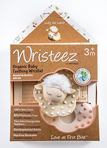 Wrist Rattles for Babies, an Organic Baby Rattle Wristeez by Mitteez with 2 Silicone Teether Toys for Baby Teething Relief, Infants – Milly The Lamb | The Storepaperoomates Retail Market - Fast Affordable Shopping