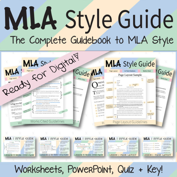 MLA Format Style Guide | Instructional Packet, Worksheets, PPTX Presentation