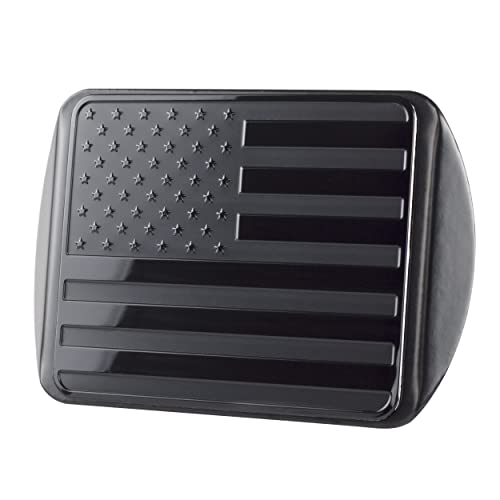 Stainless Steel Hitch Cover,USA Flag Emblem Metal (Black)
