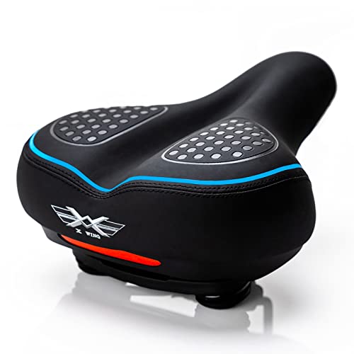 X WING Comfortable Bike Saddle | Ergonomic Design, Foam Padding & Reflective Band | Comfortable Seat Cushion for Men and Women | Fits All The Standard Outdoor Bikes