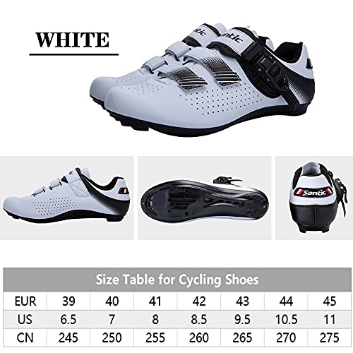 Santic Men’s Cycling Shoes Road Bike Riding Shoes Compatible with Peloton Shimano SPD & Look ARC Delta Indoor Outdoor Bicycle Spinning Shoes with 1pair Socks Free (White, Numeric_10_Point_5) | The Storepaperoomates Retail Market - Fast Affordable Shopping
