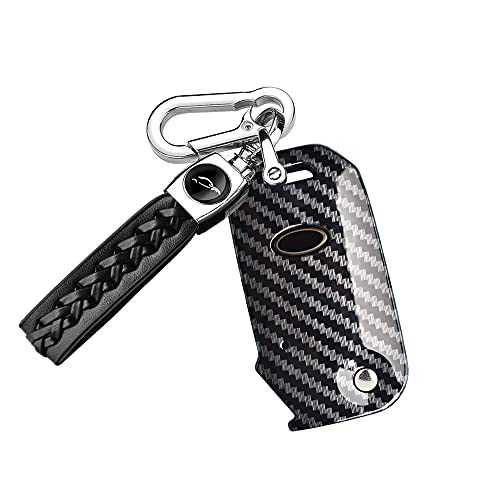 SANRILY Carbon Fiber Texture Black Key Cover Case for Kia Forte NIRO Keyless Remote Keychain Holder Shell