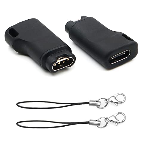 2 Pack USB-C Female to for Garmin Smart Watches Charging Connector Male Adapter, Type C to Charging Adapter for Garmin Instinct 2 Solar/Fenix 5/6/ 5 Plus /6X/Venu/Vivoactive 3/Fenix 7 7X//EPIX,Black