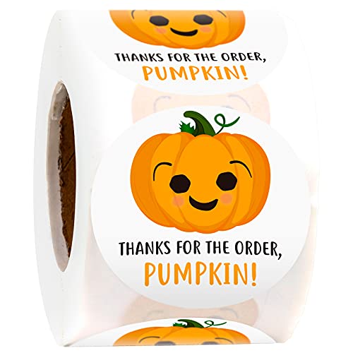 WRAPAHOLIC Gift Stickers – Jack-O-Lantern Design Sticker, Thank You Business Stickers for Holiday/Party Decoration and Gift Wrap – 2 x 2 Inch 500 Total Labels