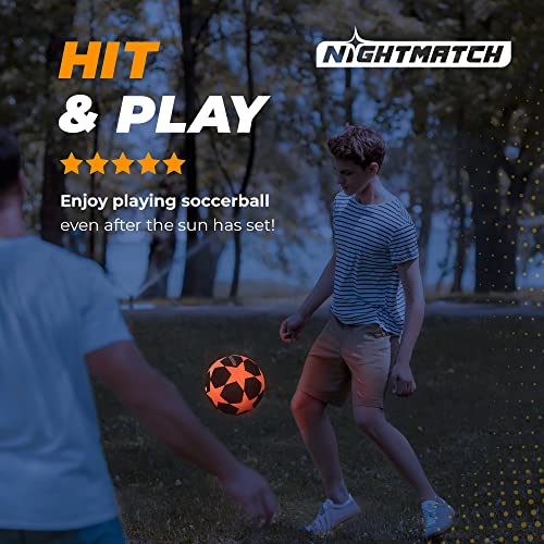 NIGHTMATCH Light Up LED Soccer Ball – Extra Pump and Batteries – Perfect Glow in The Dark Soccer Ball Size 5 with Spare Batteries – Waterproof LED Glow Ball with Two Bright LEDs | The Storepaperoomates Retail Market - Fast Affordable Shopping