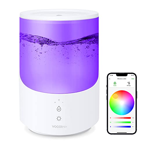 VOCOlinc Cool Mist Humidifiers for Bedroom, 2.5L Smart Humidifier with Multicolor Light, Quiet Ultrasonic Humidifiers for Baby Plants, Voice Control, Work with Homekit Siri Alexa Google