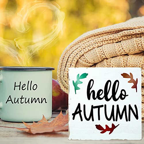 Jetec 2 Pieces Thanksgiving Wooden Block Sign Hello Autumn Wooden Sign Home Pumpkin Table Sign Fall Rustic Wood Tiered Tray Decoration for Thanksgiving Farmhouse Home Table Shelf Decor, 6 x 6 Inch | The Storepaperoomates Retail Market - Fast Affordable Shopping