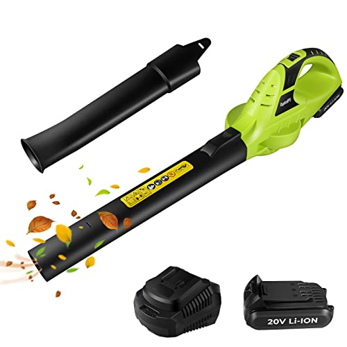 Leaf Blower, 20V Cordless Leaf Blower with Battery & Charger, Electric Leaf Blower for Lawn Care, Electric Leaf Blower Battery Powered for Snow Blowing & Cleaning