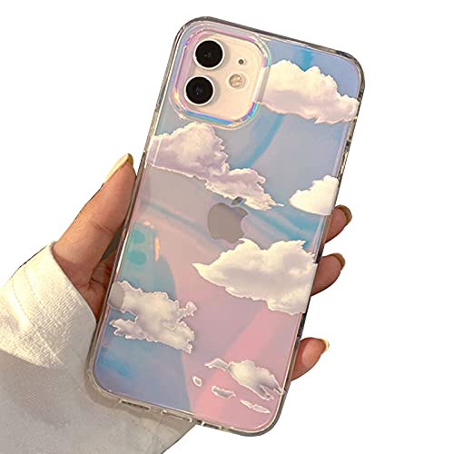 I-MGAE-IN-AR Cute Clear Crystal Case for iPhone 12,for iPhone 12 Pro 6.1 inch 2020 Released,Shockproof PC+ TPU Bumper Protective Cover for White Cloud Color Sky Design for Women,Girls