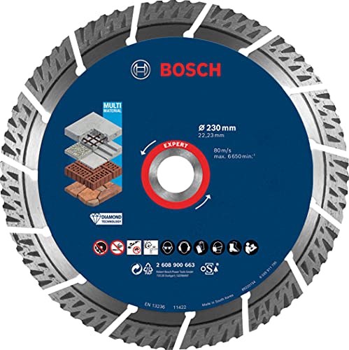 Bosch Professional 1x Expert MultiMaterial Diamond Cutting Disc (for Concrete, Ø 230 mm, Accessories Large Angle Grinder)