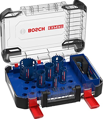 Bosch Professional 9 pcs. Expert Tough Material Hole Saw Set (for Wood with Metal, Ø 22-68 mm, Accessories Rotary Impact Drill)