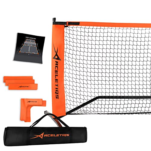 Portable Pickleball Net System for Indoor and Outdoor | 22ft Long Full Regulation Size Full Pickleball Set | Includes Floor Markers and Carry Bag | Can Be Used for Tennis Net or Raquet Ball as well