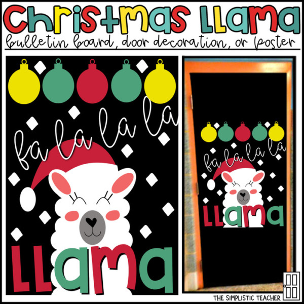 Christmas LLama Bulletin Board or Door Decoration Kit