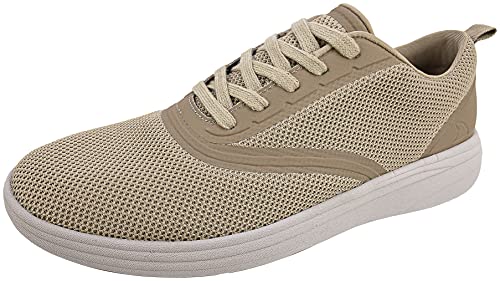 RUGGED SHARK Men’s Mesh Casual Shoe, Breathable Comfort Catalina, Grippy Bottom, Men’s Size 12, Taupe
