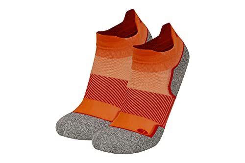 OS1st AC4 Blister Protection Double-tab Active Comfort Socks (Orange, No-Show, Medium)