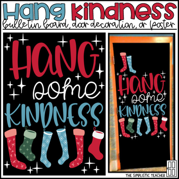 Hang Kindness Holiday Bulletin Board, Door Decoration Kit, or Poster