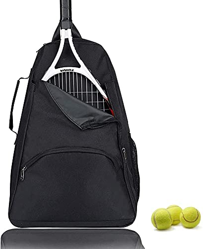 HERSENT Tennis Bag, Tennis Backpack,Tennis Racket Bag,Large Tennis Paddle Storage Bag for Women and Men to Hold Tennis Racket,Badminton Racquet,Squash Racquet,Balls and Other Accessories (Black)
