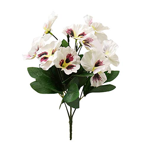 Meideli 1Pc Artificial Flowers Pansy Bouquet Wedding Holding Flowers Fake Flowers Garden DIY Stage Party Home Wedding Cloth Craft Decoration White