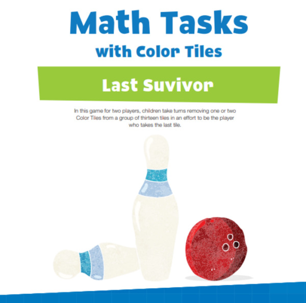 hand2mind Math Tasks with Color Tiles, Last Suvivor, Practice Mental Math, Number, Logic, Counting, Game Strategies, Grade K-2