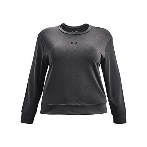 Under Armour Womens Rival Terry Crew Neck Long-Sleeve T-Shirt , Jet Gray (010)/Black , 1X