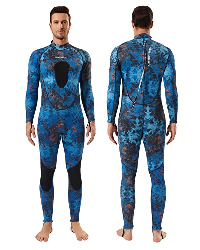 Seaskin Spearfishing Wetsuit for Mens, 1.5mm Neoprene Camo Full Body Diving Suits for Snorkeling Swimming (Medium, Camo 1.5mm)