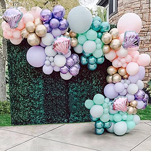 GIHOO 150pcs Mermaid Tail Balloon Garland Arch Kit, Mermaid Theme Girl Birthday Party Decorations Under the Sea Mermaid Balloons Baby Shower Party Supplies