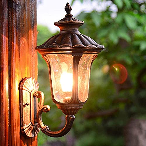 Glass Wall Lantern Lights European Retro Industrial Aluminum Wall Sconce Villa Street Home Garden Balcony Decorative Wall Lamps Outdoor Waterproof Vintage Creative E27 ( Color : Brass ) | The Storepaperoomates Retail Market - Fast Affordable Shopping