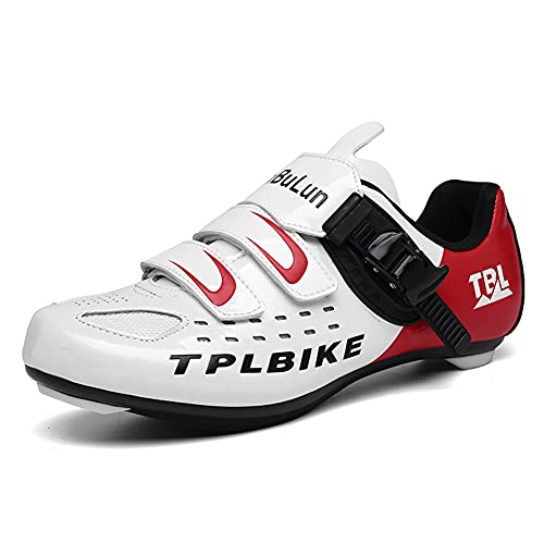 Mens Road Bike Cycling Shoes Peloton Bike Shoes Compatible with SPD and Delta Cleats Riding Shoe Indoor Outdoor White 275